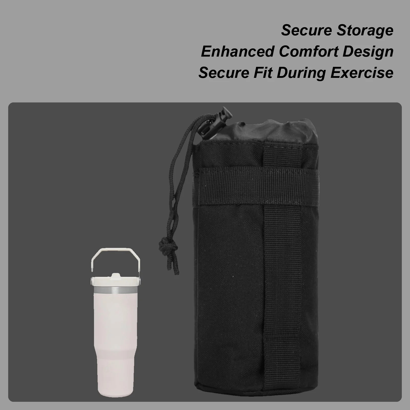 

Outdoor Water Bottle Carrier Bag, Large Capacity & Waterproof Drawstring Pouch, Keeps Tumbler Secure for Hiking Camping Fishing