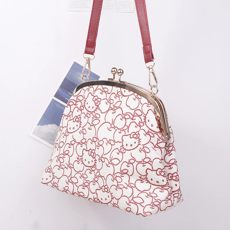 

Sanrio Hello Kitty, водонепроницаемая сумка на одно плечо с принтом, пряжка с замком, мультяшная и аниме периферия, милая сумка, подарок на день рождения
