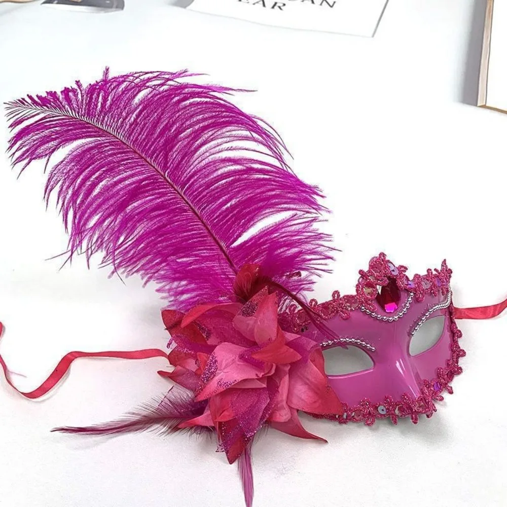 Funny Rhinestone Half-Face Mask Multicolor Seductive Style Feather Mask Fancy Prom Flower Masquerade Ball Mask Rave Celebration