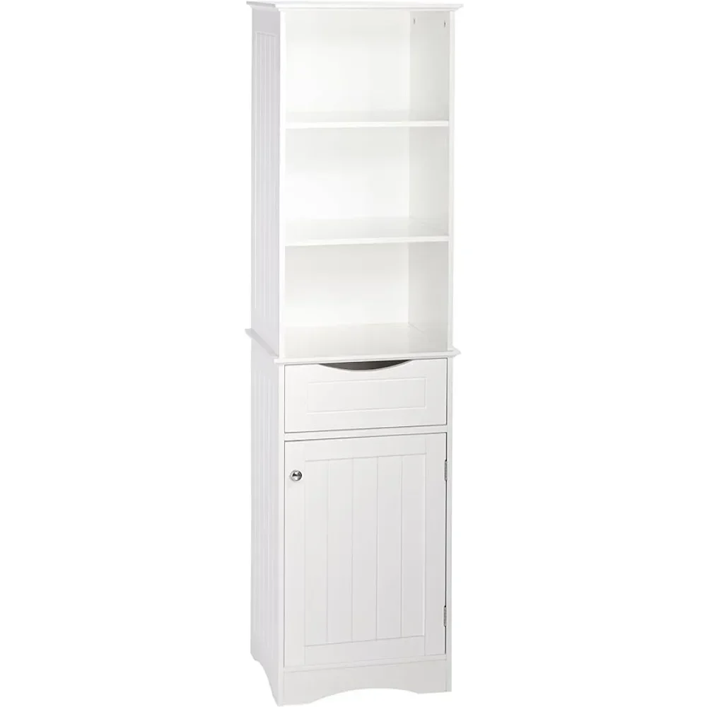 

White Ashland Bathroom Freestanding Storage Cabinet With Three Open Shelves and Drawer Pia Dresser Sink Under the Sink Wardrobe