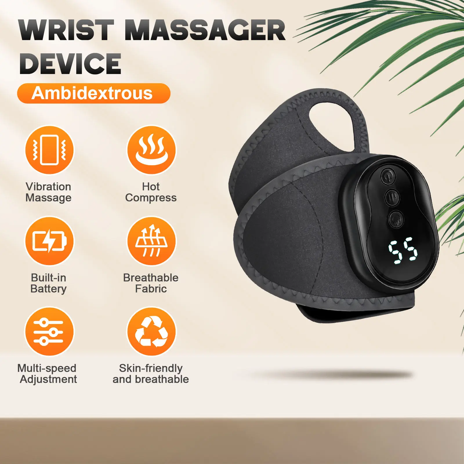 Rechargeable Wrist Support Massager Cordless Wrist Brace 5 Heat Level & 3 Vibration Mode Hand Heating Pad Gift for women and Men
