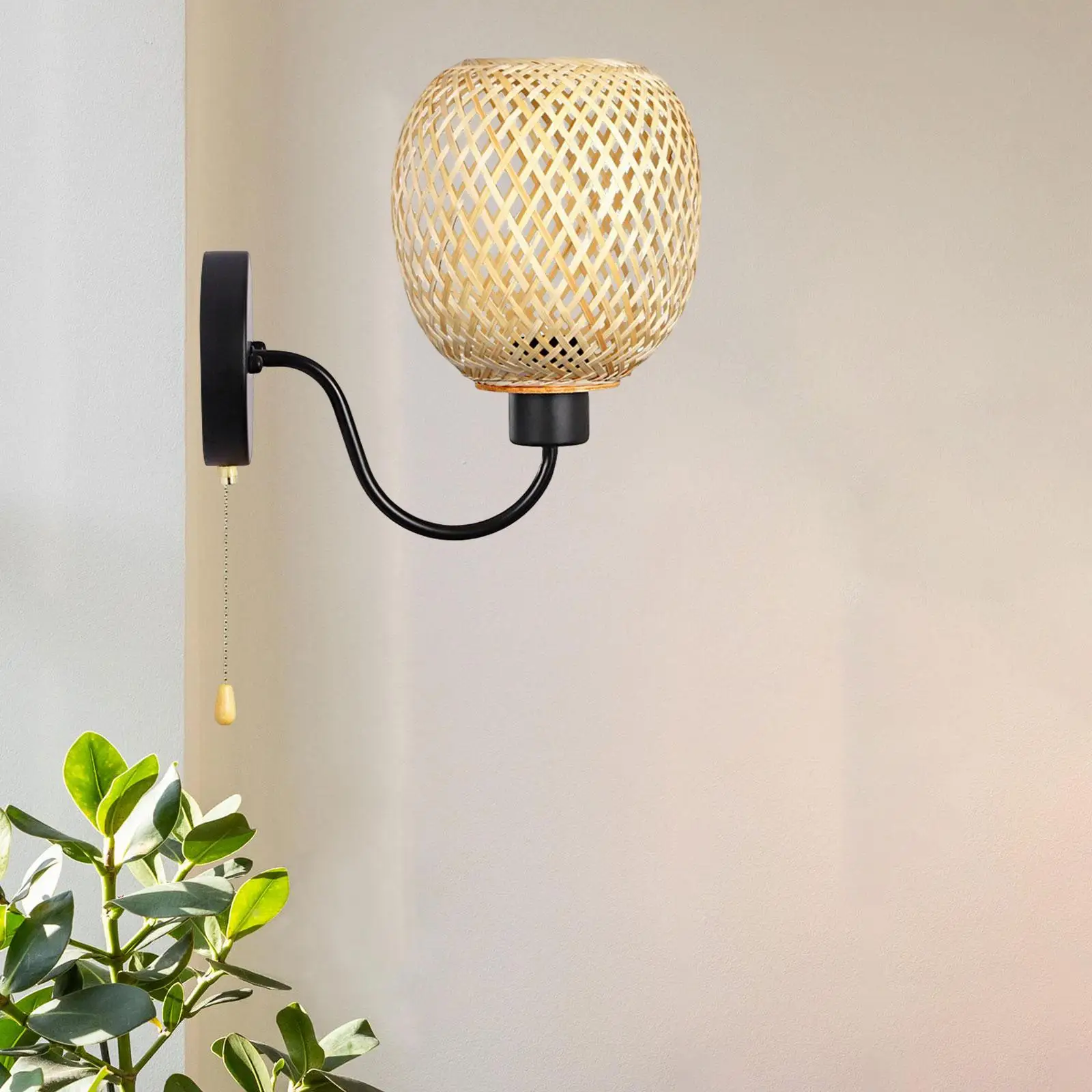 

Wall Lights Rattan Lamp Shade E27 E26 Bamboo Woven Lampshade Retro style Sconce Light Fixture for Loft Corridor Barn Indoor