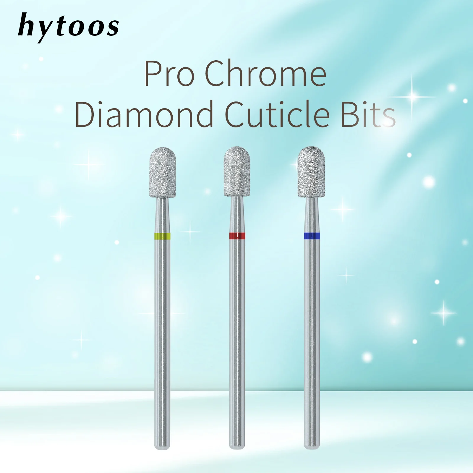 HYTOOS Chrome Diamond Nail Drill Bits Pro Russian Rounded Top Cuticle Clean Bit for Nail Drill Dead Skin Cleaner Nails Prep Tool