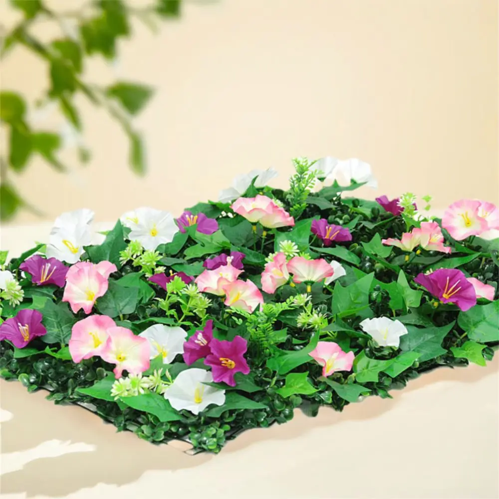 

Morning Glory Artificial Plants Wall Panel 60x40cm DIY Background Plastic Lawn Wall Panels Lifelike UV Resistant