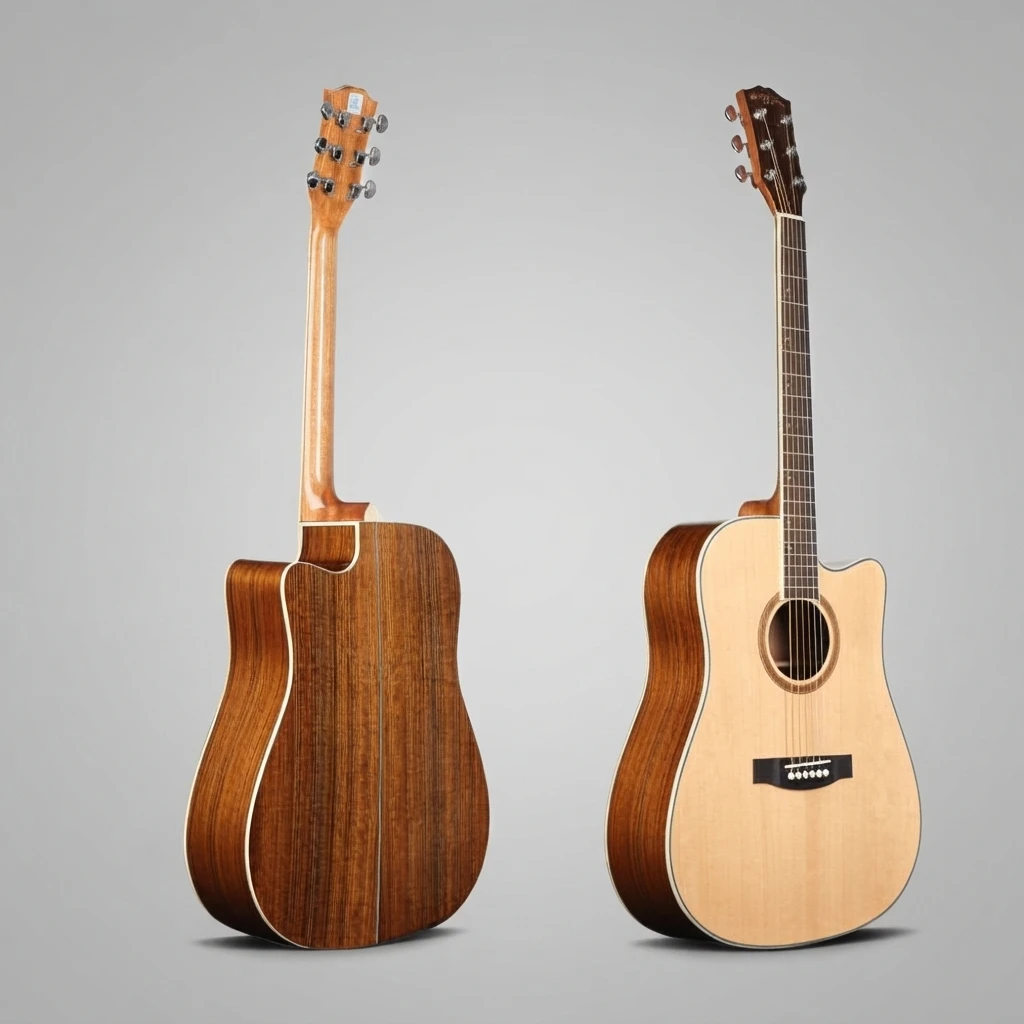 Practice‑Oriented Dreadnought Acoustic Guitar,Solid Spruce Top,Walnut Body,Gloss Finish,Solid Instrument For Guitar Hobbyists