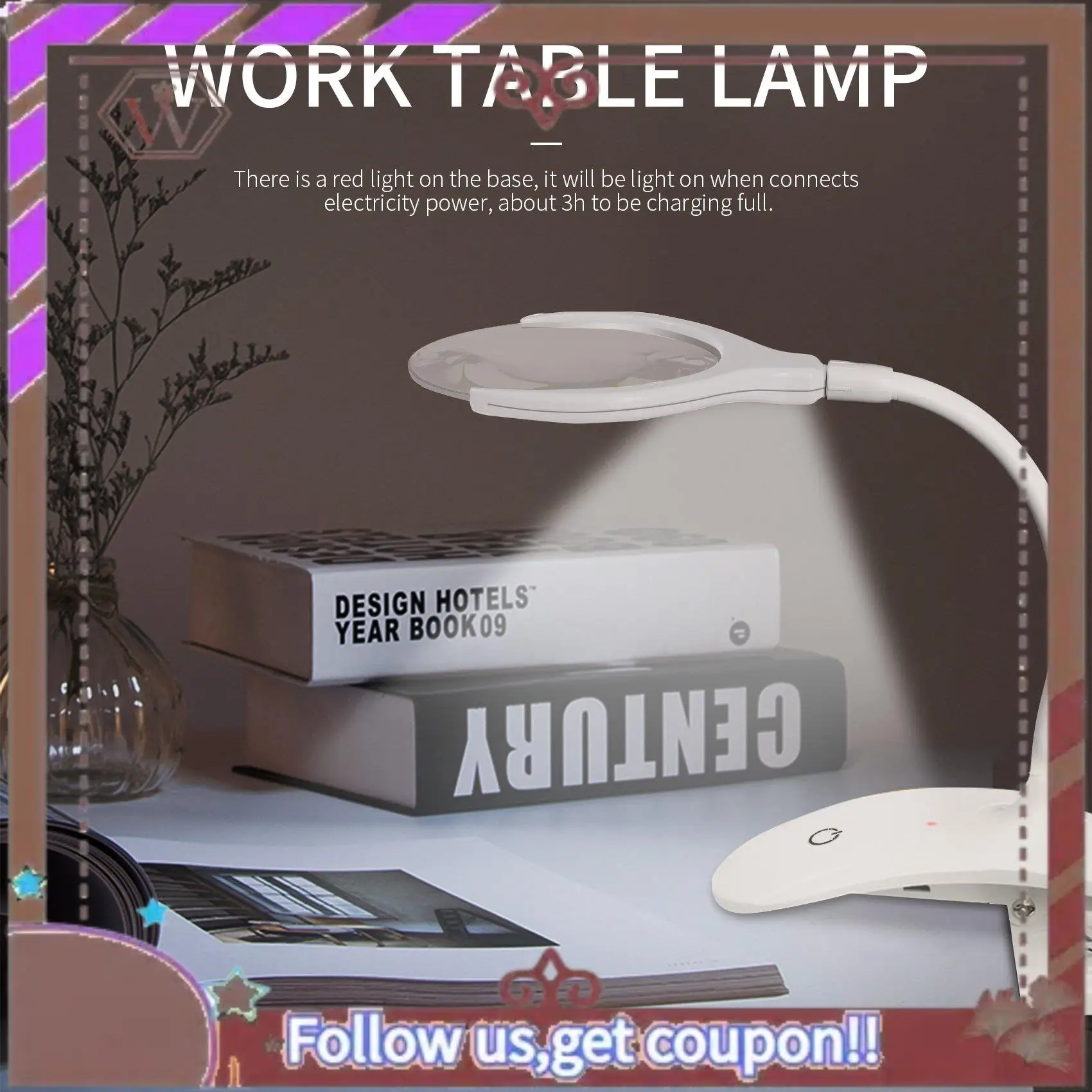 ล่าสุดมือถือแว่นขยาย 3X 8X Illuminated โต๊ะ LED โคมไฟแว่นขยายแว่นขยายแบบชาร์จไฟได้สําหรับงานฝีมือ,H