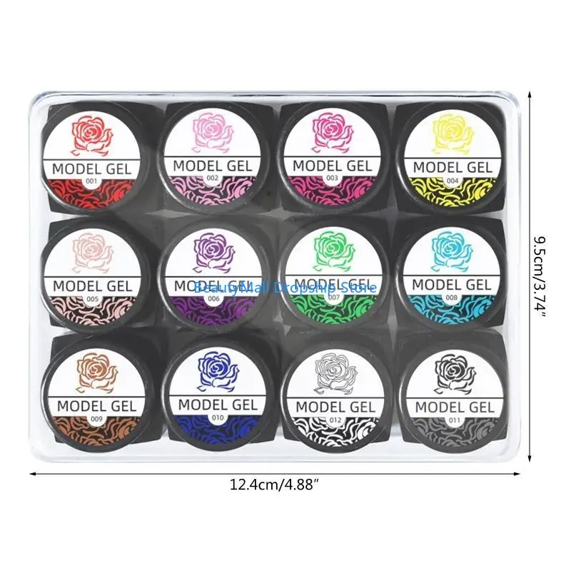 40jd 12 colori gel intagliato intagliato intagliatore fai -da -te chiodi fiori disegni coniglietti coniglietti
