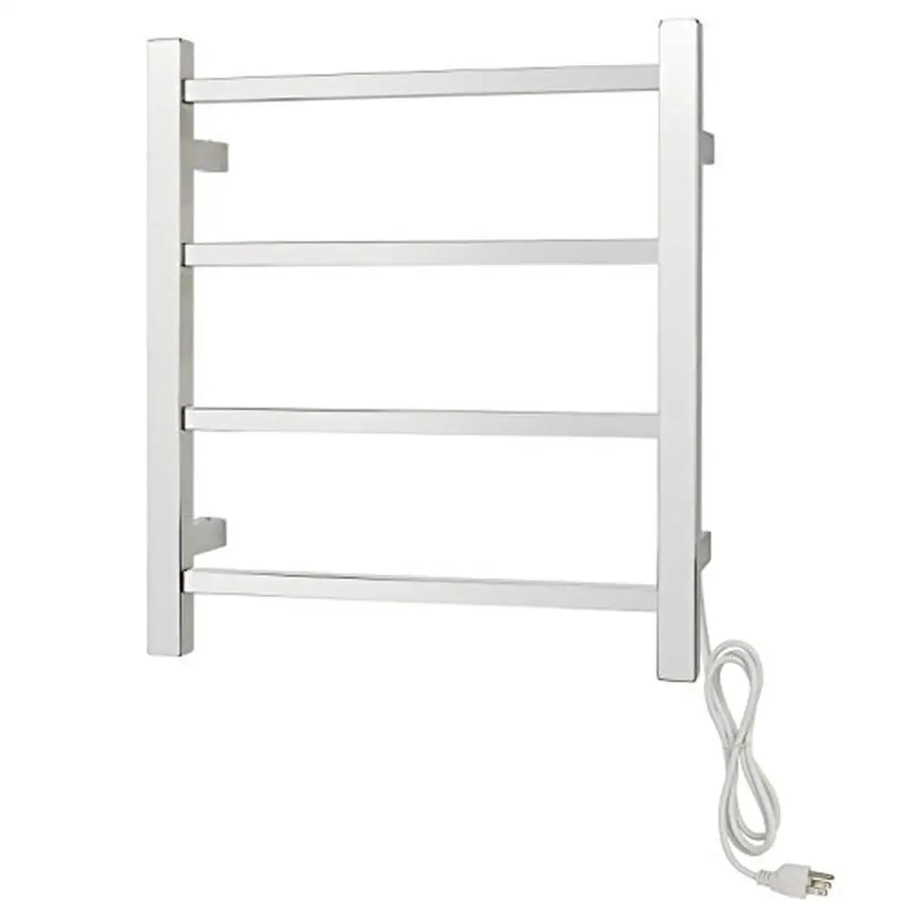 Wall Mountable Stainless Steel Heated Towel Rack Small to Large Bathrooms 19.68"H x 17.71"W x 4.33"D Easy Install & Clean With