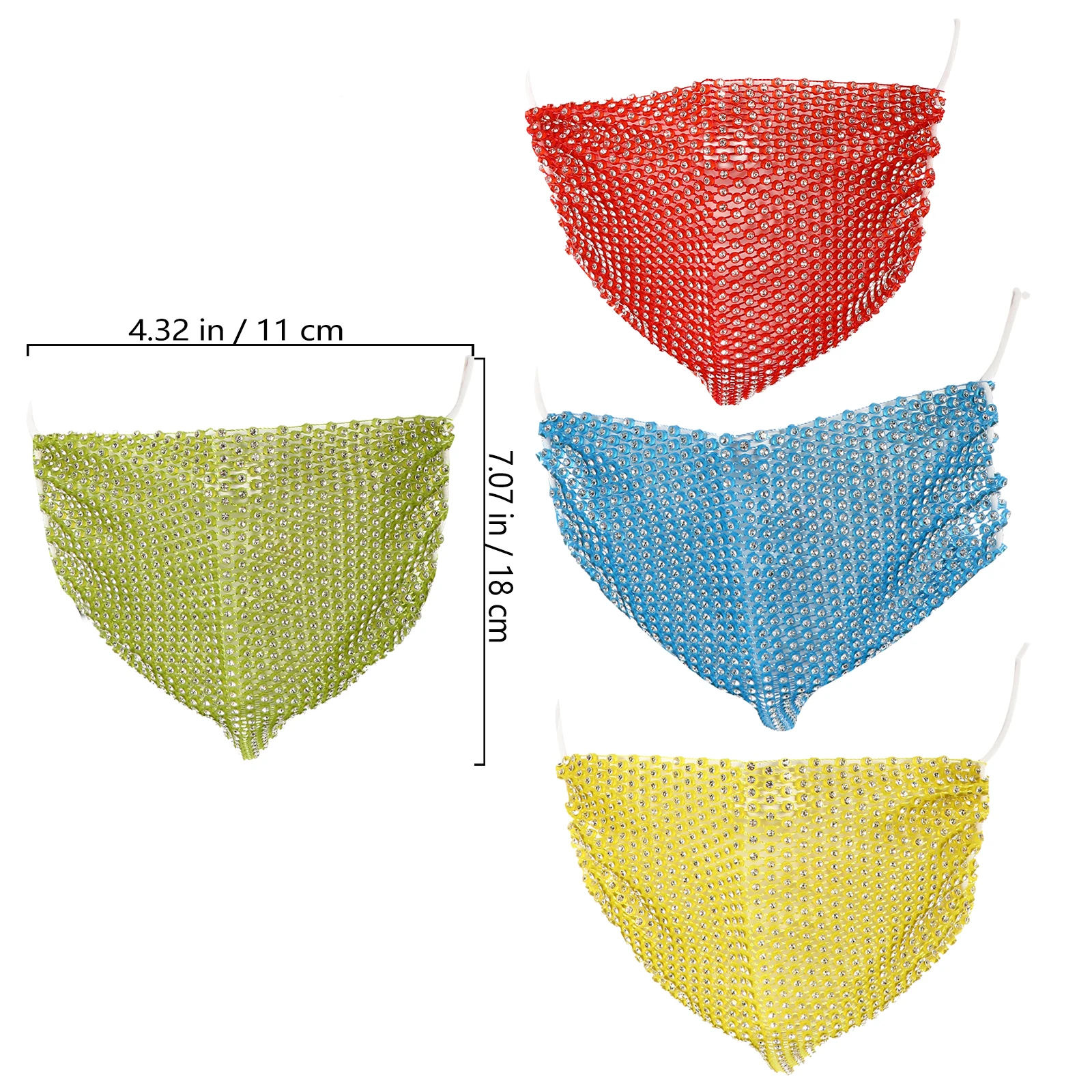 

4pcs Rhinestone Decor Fashionable Fishnet Pattern Party Mask Cover Holiday Mask Decor Comfortable Elastic Design For Masquerade