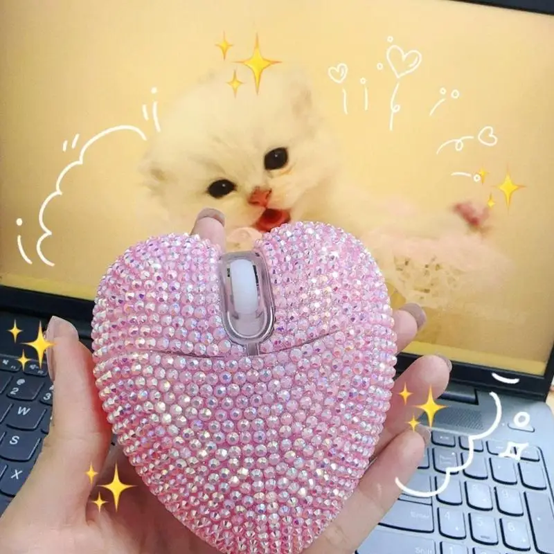 PXPE ENTILLA forma corazón corazón 2.4GHz mouse alambre ratón inalámbrico diseña ergonómicamente para para