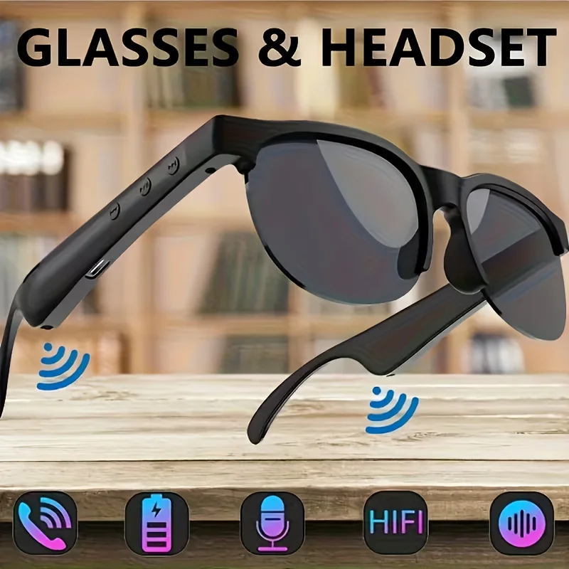 Smart Glasses with Wireless HIFI Headphones, Dual Speaker, Touch Control, Rechargeable Lithium Battery, USB Type-C Charging, Ideal for Music and Calls, Wireless Headphones|Modern Eyewear|Wireless Connectivity, Wireless Headphones