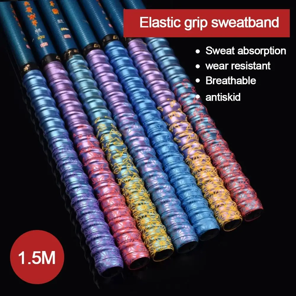 

Anti-Slip Sweat Tape Gradient Colorful Fishing Rod Sweatband Thickened Anti Slip Racket Grip Tape Tennis Overgrip Fishing Rod
