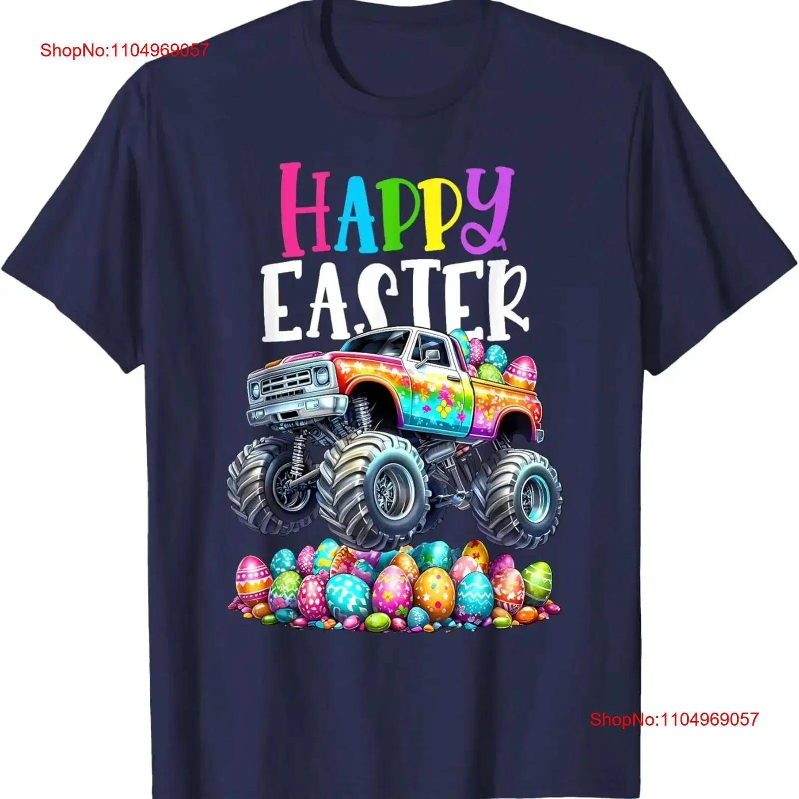

Boys Happy Easter Monster Truck Eggs Toddler T Shirt vintage Washed Versatile Stretched fashion designer clothes Stylish