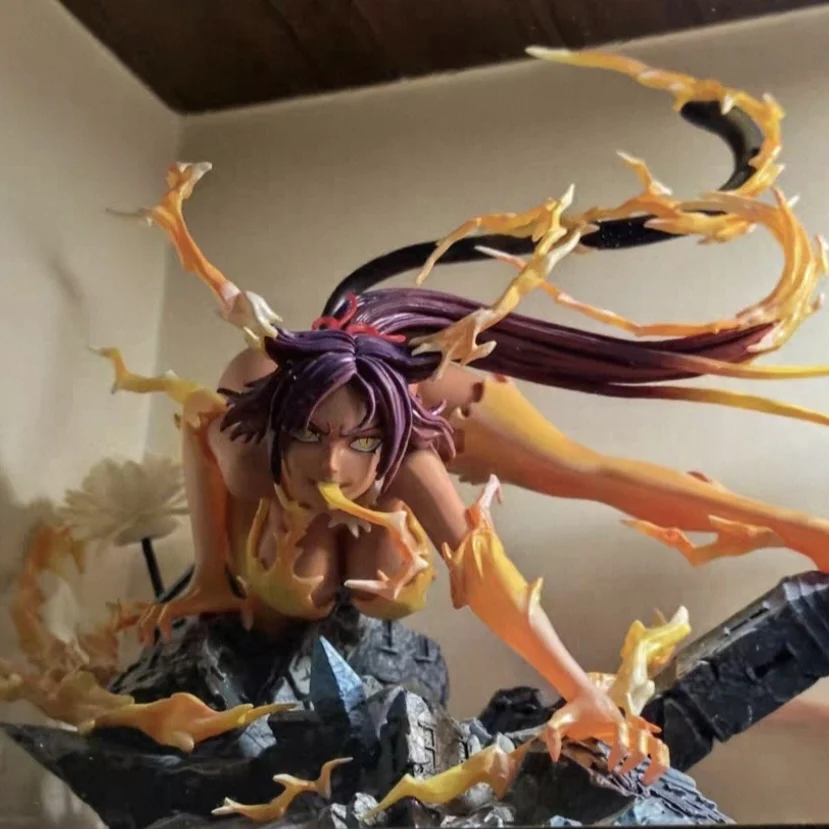 

For Fans Collector Bleach Shihouin Yoruichi Cat Figure 25cm Pvc Action Figure Anime Statue Model Desktop Decoration Gift Toys