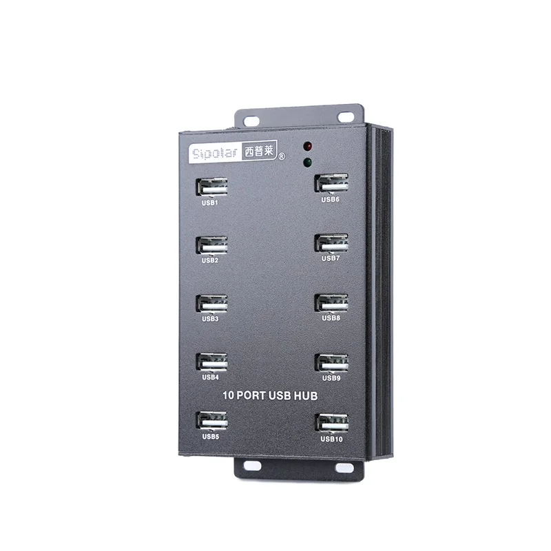 Sipolar Usb Desk Hub A-300 10 Port Usb 2.0 Hub for Data Ports Syncs with 12V 5A Power Adapter for Mobile Phone Pc