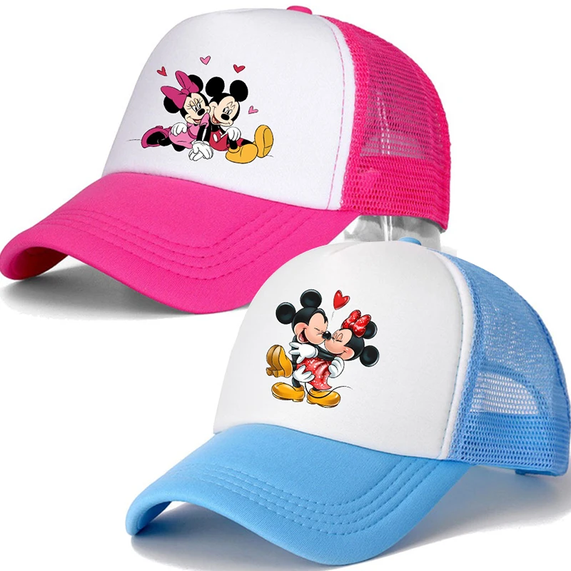 

Mickey Minnie Children Baseball Cap Adjustable Trucker Flat Visor Cap Snapback Mesh Boy Girl Casual Sun Summer Cartoon Hat