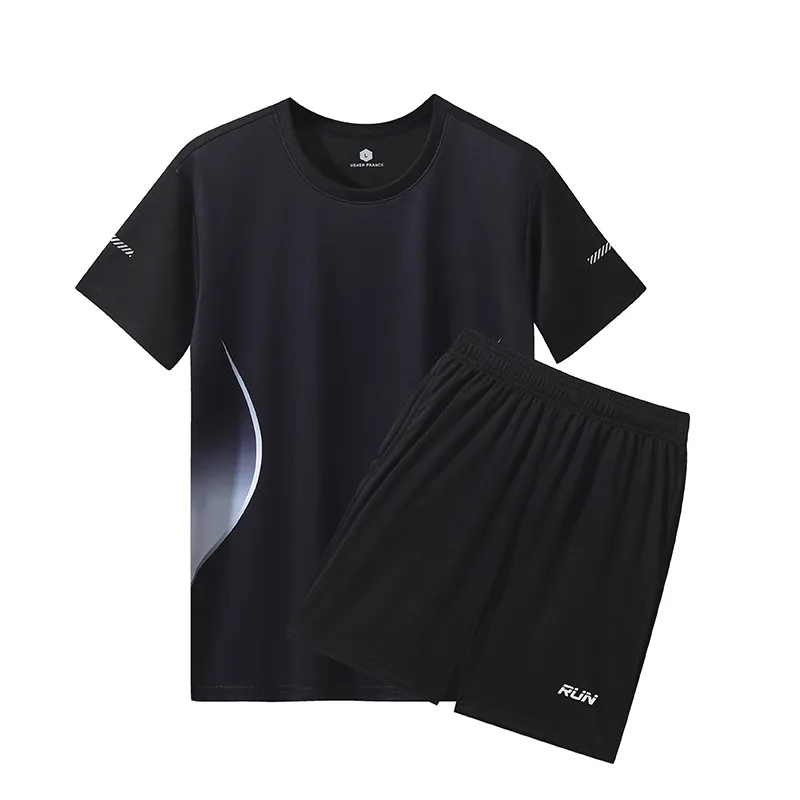 Leisure men's and women's sports suit, summer fitness badminton jacket, short sleeved T-shirt, men's quick drying clothes, runni