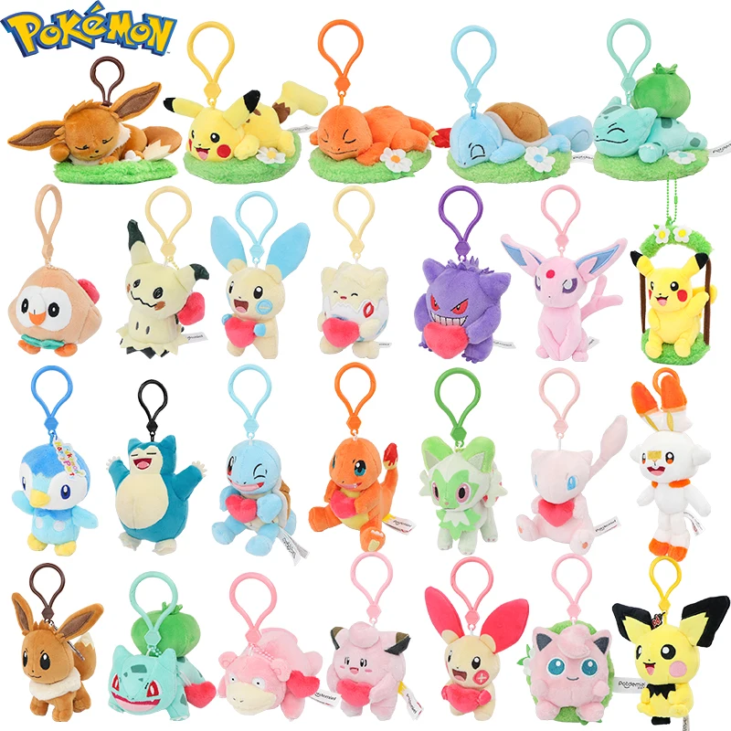 

Оригинальный брелок Pokemon Espeon Clefairy Jigglypuff Piplup, плюшевые игрушки Snorlax Mimikyu Sprigatito Fuecoco, мягкие подвески, подарки