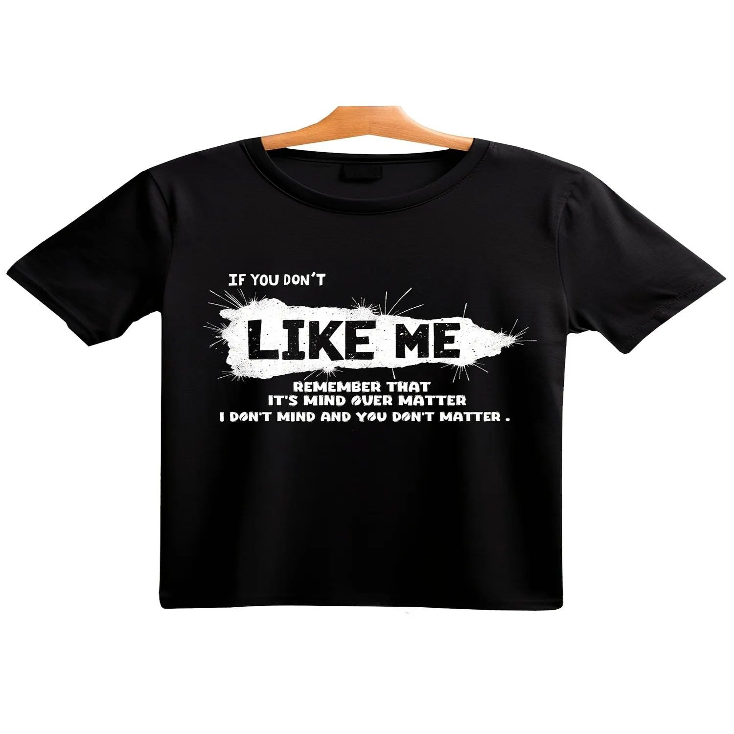 1pc of Mind Over Matter Crew Graphic Retro Unisex Short Sleeve Humorous T-Shirt, Ideal As a Festival And Birthday Present for Both Men And Women, Streetwear 180G, Comfortable Pure Crew Neck Men'S Graphic Tee, Vintage Style Tee,
