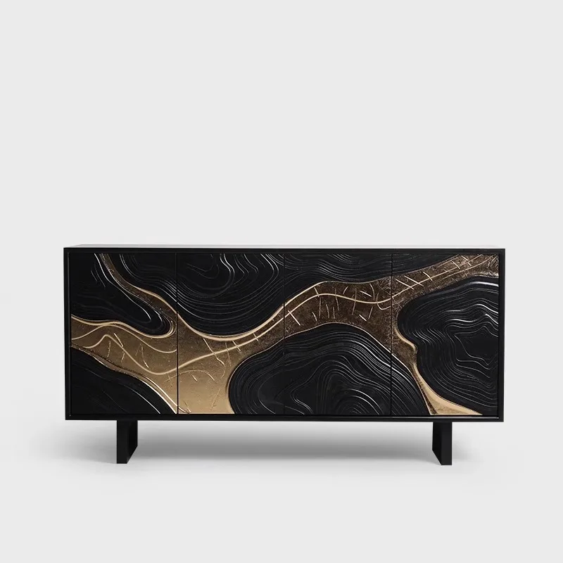 

Italian light luxury style solid wood dining side cabinet light luxury high sense designer art