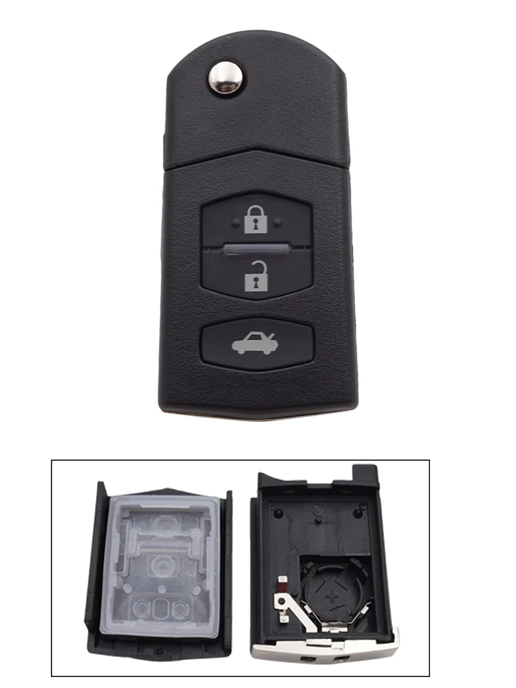 ontto Custodia per Chiave Auto in TPU Adatta per Mazda 3 5 6 MX5 RX8 CX-5 CX-7 CX-9 BT50 MX-5 Custodia Portachiavi Cover Chiave 3 Tasti Grigio