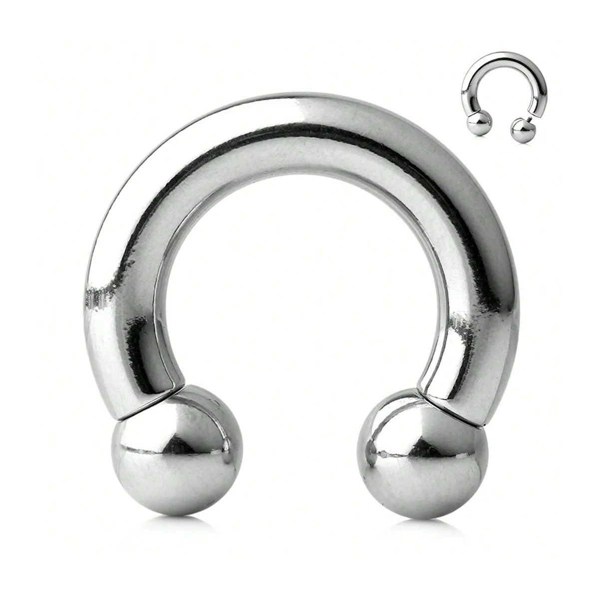 1PC Internally Threaded Circular Barbells Horseshoe Nose Ring Stainelss Steel Cone  Piercing Barbell  Nose Ear Expander