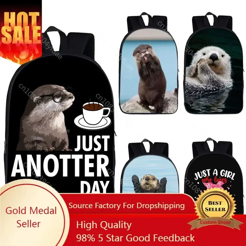 Funny Sea Otters Backpack Kawaii Women Shoulder Bag for Travel Children School Bags Men Laptop Backpacks Kids Daypack Bookbag