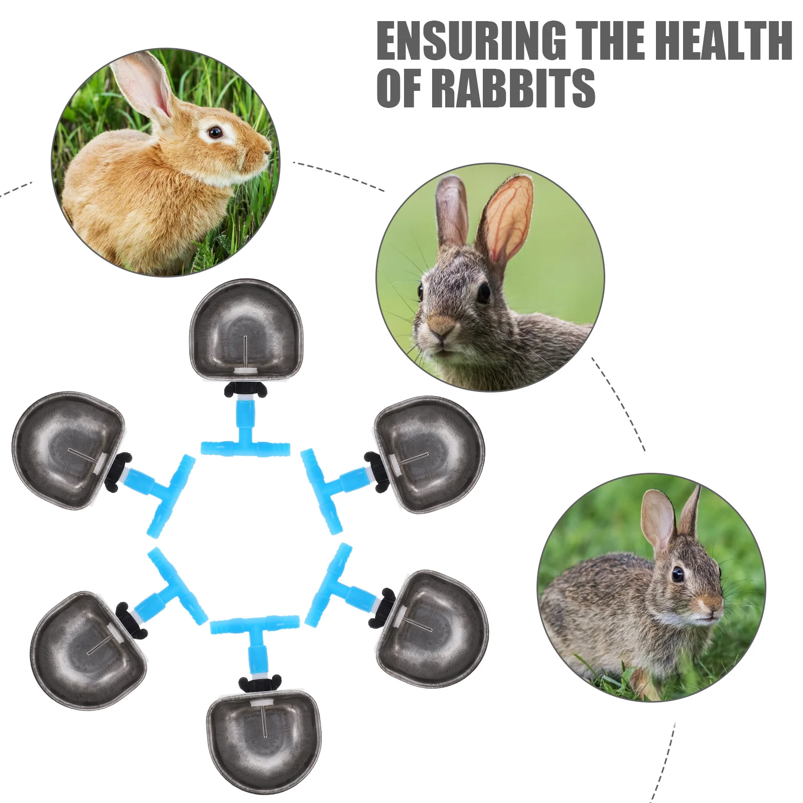 

6Pcs Rabbit Water Bowl Automatic Drinker Dispenser Cage Feeder Comfortable Drinking Experience Rabbit Waterer Bunny Water Bowl