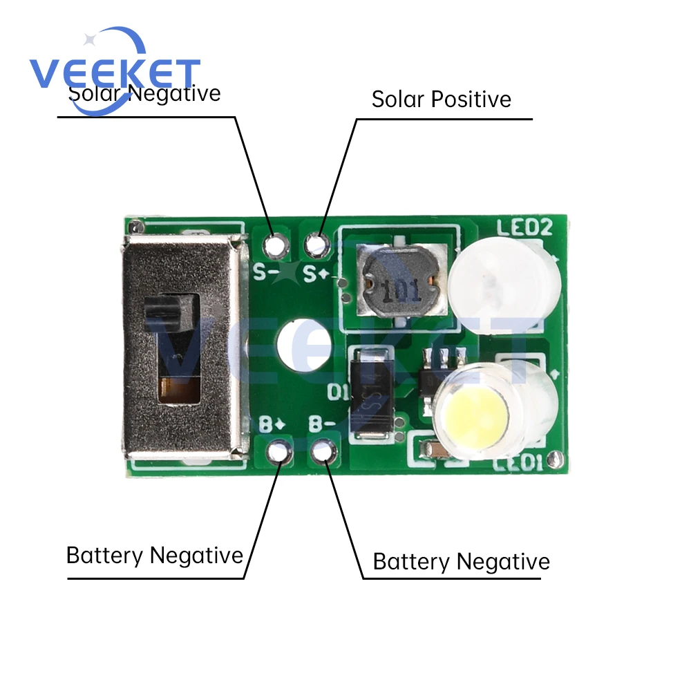 1/5/10pcs 1.2V Solar Lawn Light Lantern Controller Board Ni-MH Battery Road Lamp Circuit Module for Home Solar Landscape Light