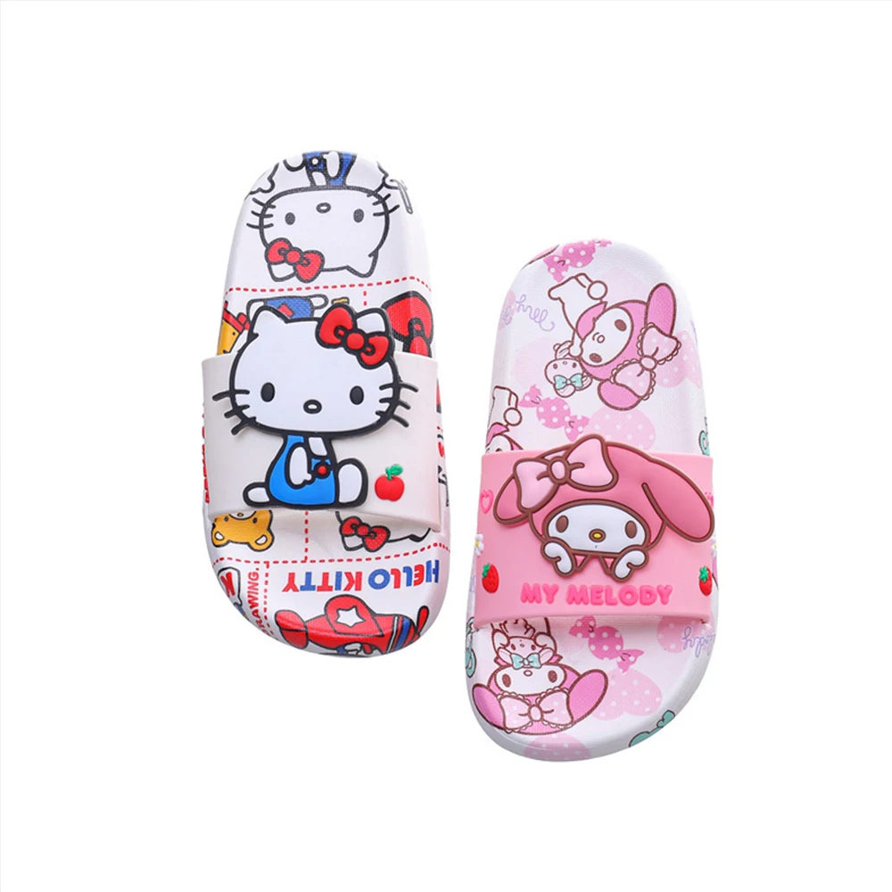 Children Slippers Sanrios Kawaii Anime Cartoon Kuromi Hello Kitty Cinnamoroll Summer Soft Bottom Indoor Non-Slip Slippers Gift