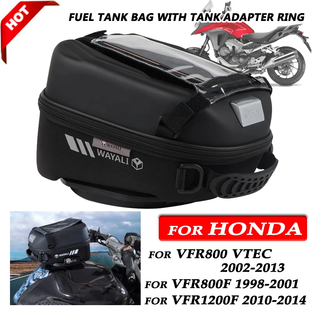 

For HONDA VFR 800F 2013 800 VTEC 2001 1200F 2014 Fuel Tank Bag with Tank Adapter Ring Touch Navigation Package Storage Bag