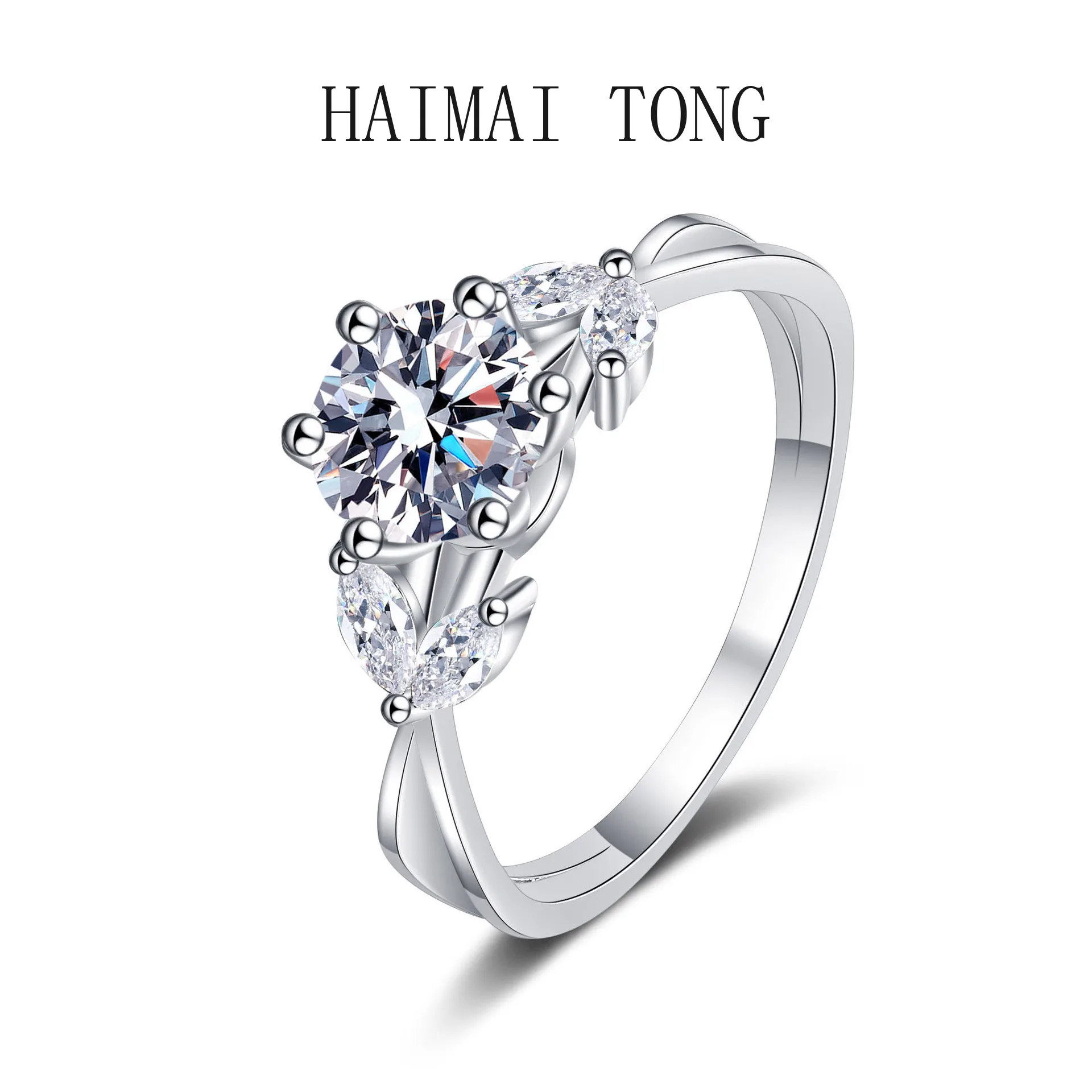 HAIMAITONG Ring Lady pt950 platinum Moissanite ring wedding ring manufacturers directly for custom wholesale gifts