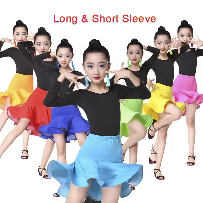 

Girls Salsa Tango Rumba Latin Dance Dress Kids Child Competition Ballroom Dancing Dress Party Leotard With Mermaid Skirt