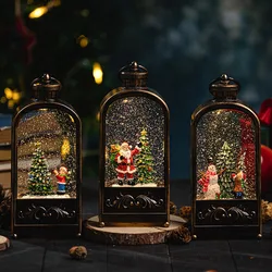 Christmas Decorations Wind Lantern Retro Night Light Old Man Snowman Music Box Crystal Ball Music Box Children'S Gift Ornaments