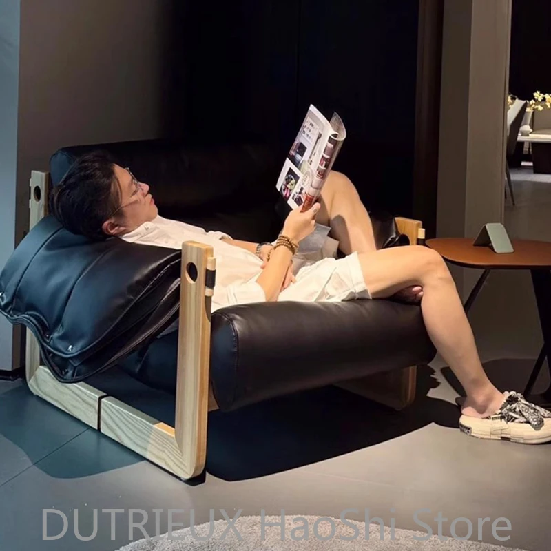 Leather Wooden Living Room Chairs Modern Reading Throne Office Balcony Cute Unique Nordic Luxury Chairs Sillon Salon Furniture