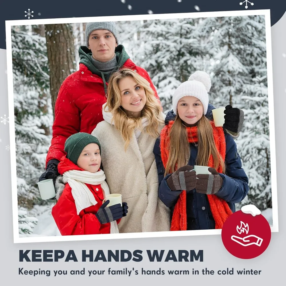 قفازات متماسكة دافئة قابلة للتمدد، أصابع كاملة، قفازات شتوية حرارية للرجال والنساء، أفكار هدايا دافئة ودافئة #6