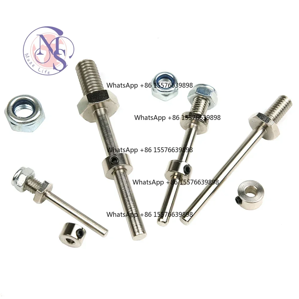 1Pair Steel Wheel Axle Shaft with Stop Nuts, 3/4/5mm Dia M5/M6/M8 Thread, RC Airplane Landing Gear Part