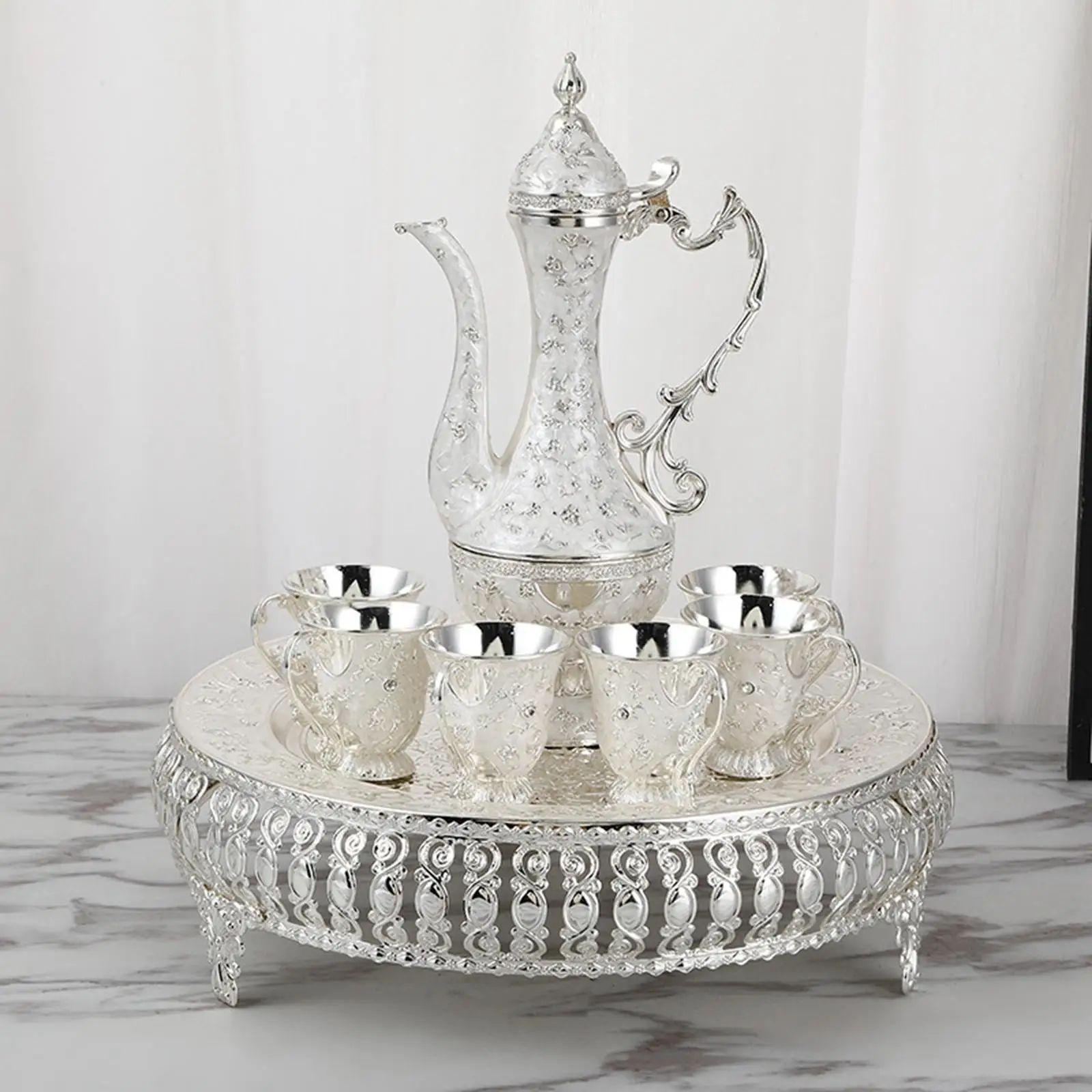 High-grade Turkish coffee game, 6 cups and plates decorated tea set, teapot, coffee cup, home decoration, wedding gift.