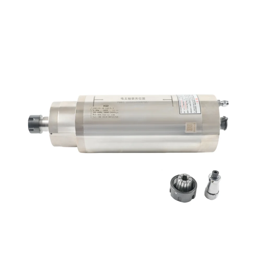 

HQD 5.5KW High Speed Woodworking Machinery And Stone Engraving High Speed Water Cooled Spindle Motor GDK125-18-24/5.5