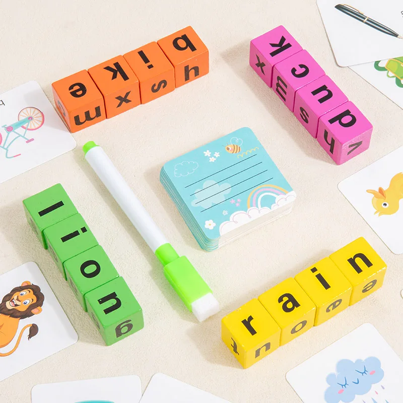 Montessori Wooden Spell Word Toy Letter Cognitive Challenge Memory Arithmetic Number Learning Educational Toy For Children