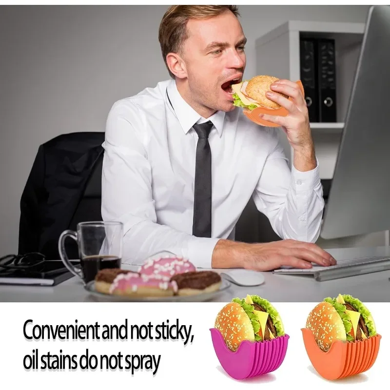 4 قطع من صندوق برجر ثابت قابل للسحب، حامل برجر قابل للتعديل، قابل لإعادة الاستخدام وقابل للغسل، صندوق برجر بمشبك همبرغر #3