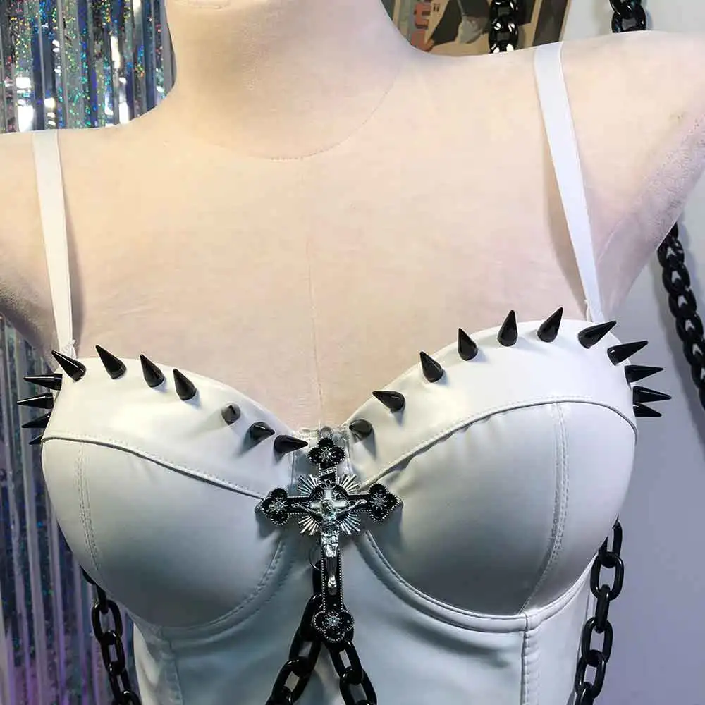 

Studded Rivet Eco Hand Made Gothic Fairy Kawaii Y2K Halter Camisole TOPS Emo Grunge E-Girls DIY 90s Punk Rock Goth Harajuku