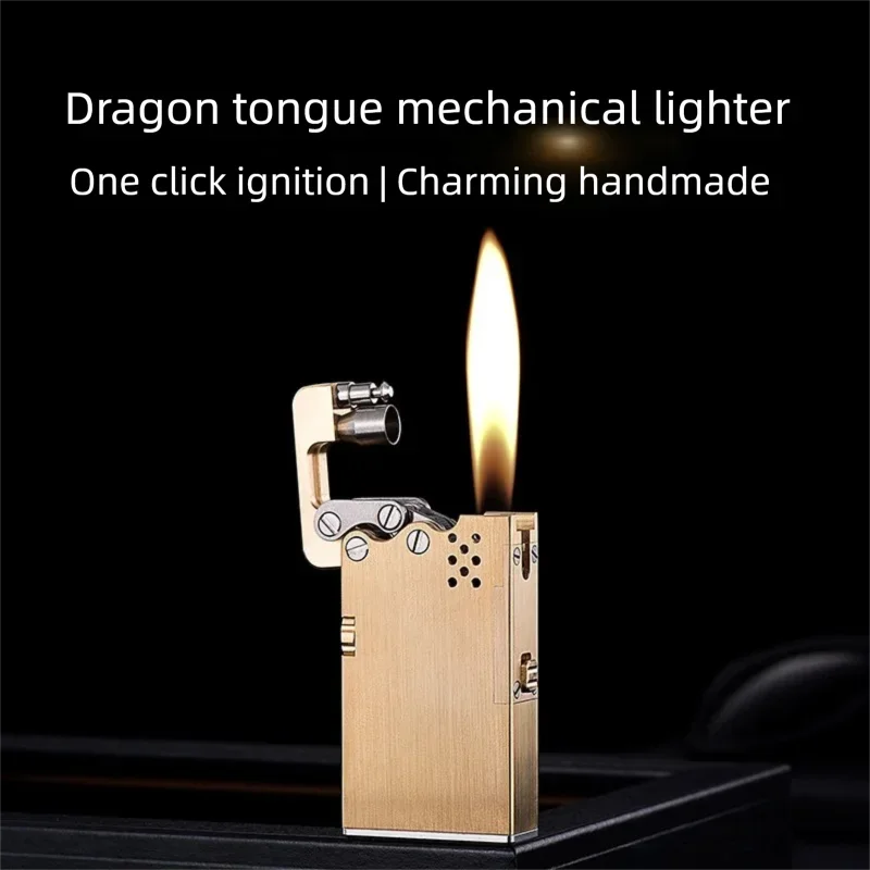 

Латунная механическая автоматическая зажигалка ручной работы, креативная зажигалка из титанового сплава, мужской коллекционный подарок