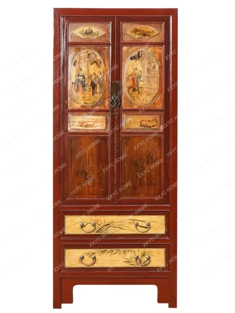 LSolid wood new Chinese classical painted furniture bedroom wardrobe storage stand book