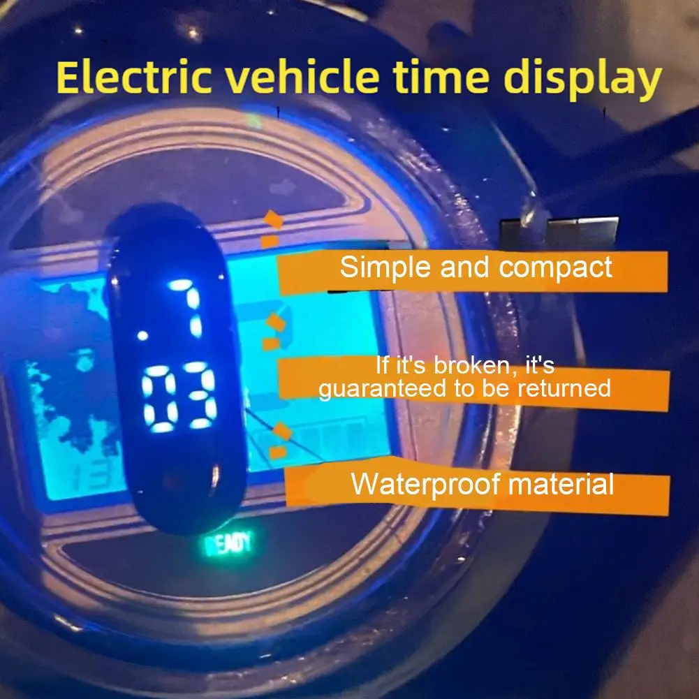 Motorcycle Electric Vehicle Onboard Time Display For Motorcycle Electric Scooter Waterproof Luminous Digital LED Portable Clock view 3