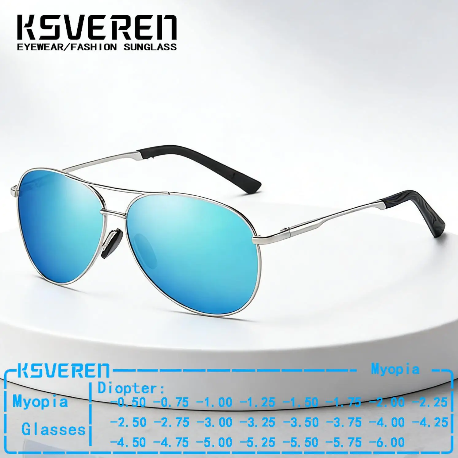 

Pilot Polarized Myopia Sunglasses Men Women Trendy Finished Prescription Glasses Outdoor Shade Driving Eyewear Negative Strength