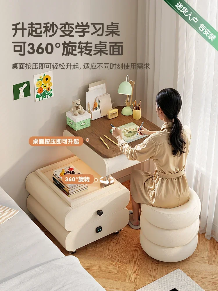 wind movable lifting dresser small apartment intelligent rotating creative cosmetic cabinet with lock household cosmetic table