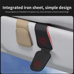 Universal Car Auto Sun Display Eyeglass Hanger Leather Glasses Holder Multifunctional Magnetic Clip Car Storage Accessories 10 Main Sales Knife Proof Vest - №3