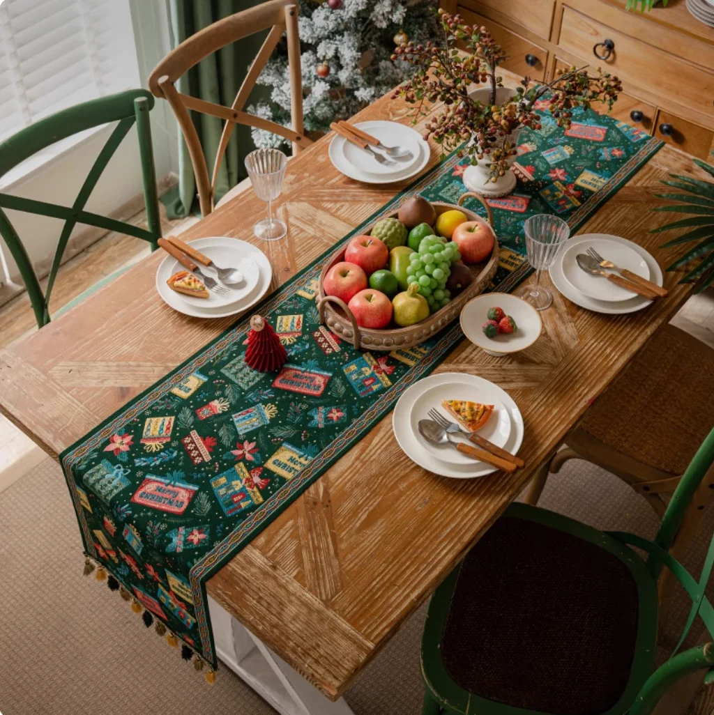 New Year Dec, table flags, Christmas atmosphere, light luxury, high-end American coffee table dinner Mat Cover