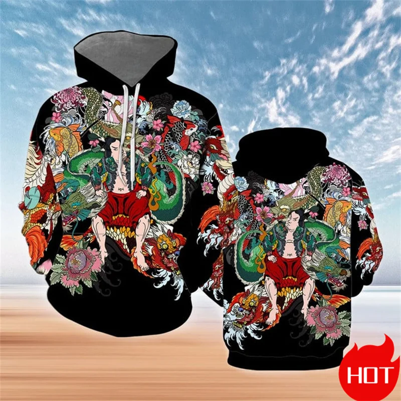 Harajuku 3D Japanese Samurai Warrior Printed New In Hoodies & Sweatshirts Kid Cool Streetwear Hooded Hoody Fashion Mens Clothing